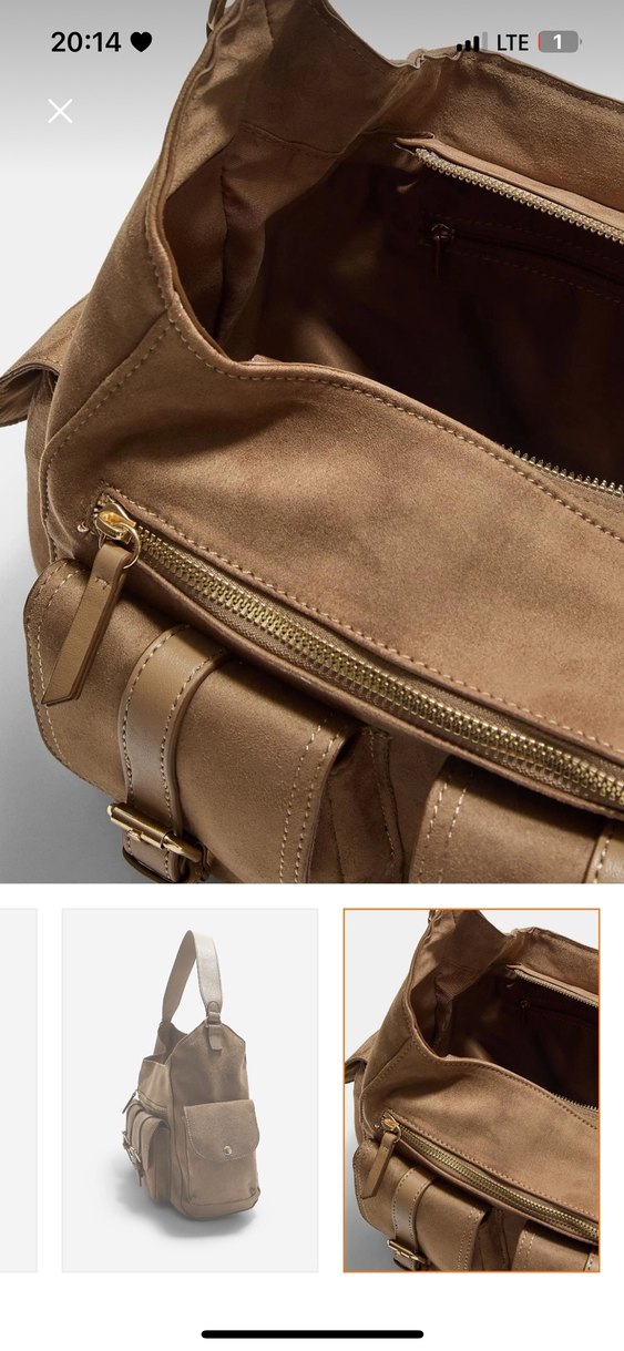 Bej Süet Tokalı Kadın Çanta - Görsel 3