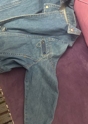Kadın Mavi Kolsuz Denim Ceket - Görsel 4
