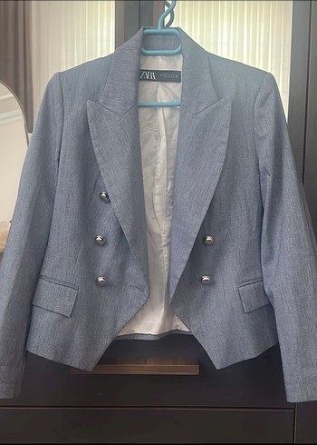 Gri Denim Kadın Blazer Ceket