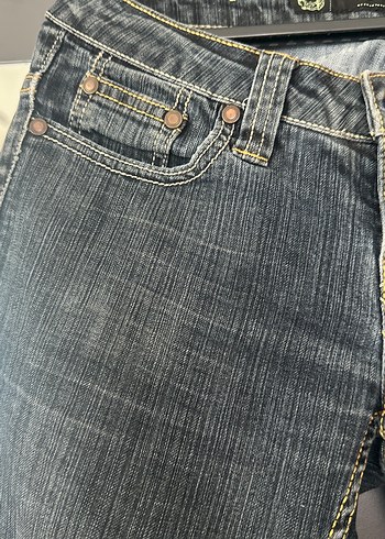 26 Beden kahverengi Renk Kadın Gri Midi Boy Denim Jean
