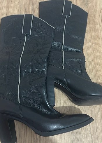 38 Beden siyah Renk Siyah Deri Stiletto Topuklu Kadın Diz Boyu Çizme