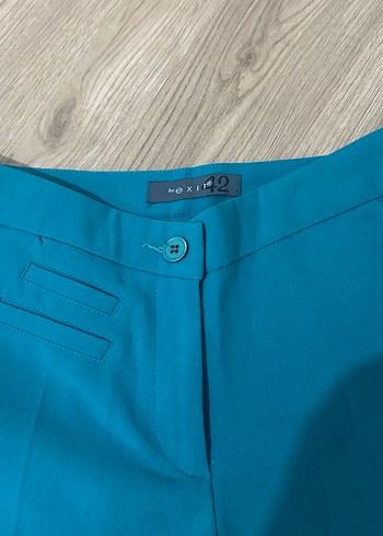 42 Beden mavi Renk Düğmeli Mavi Kadın Kumaş Pantolon