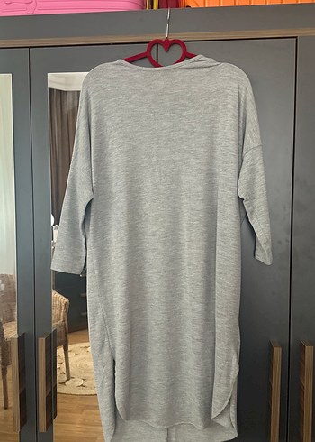 Gri Midi Keten Salaş Kadın Tunik