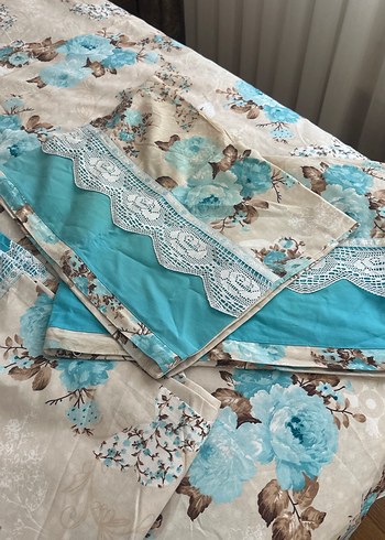 Mavi Çiçek Desenli uyku seti - Görsel 6