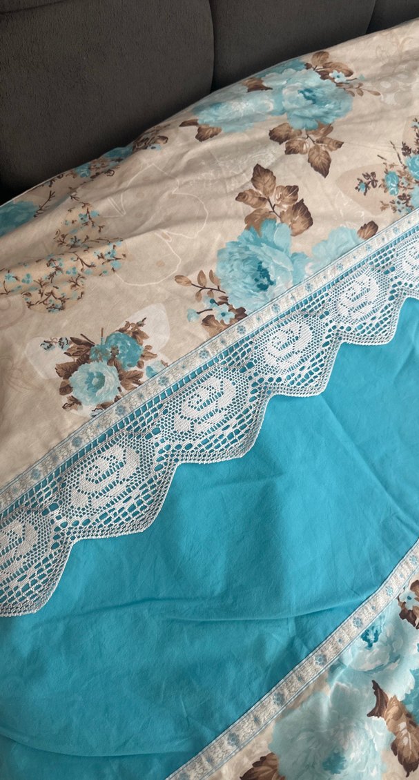 Mavi Çiçek Desenli uyku seti - Görsel 4