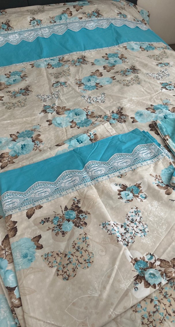 Mavi Çiçek Desenli uyku seti - Görsel 5