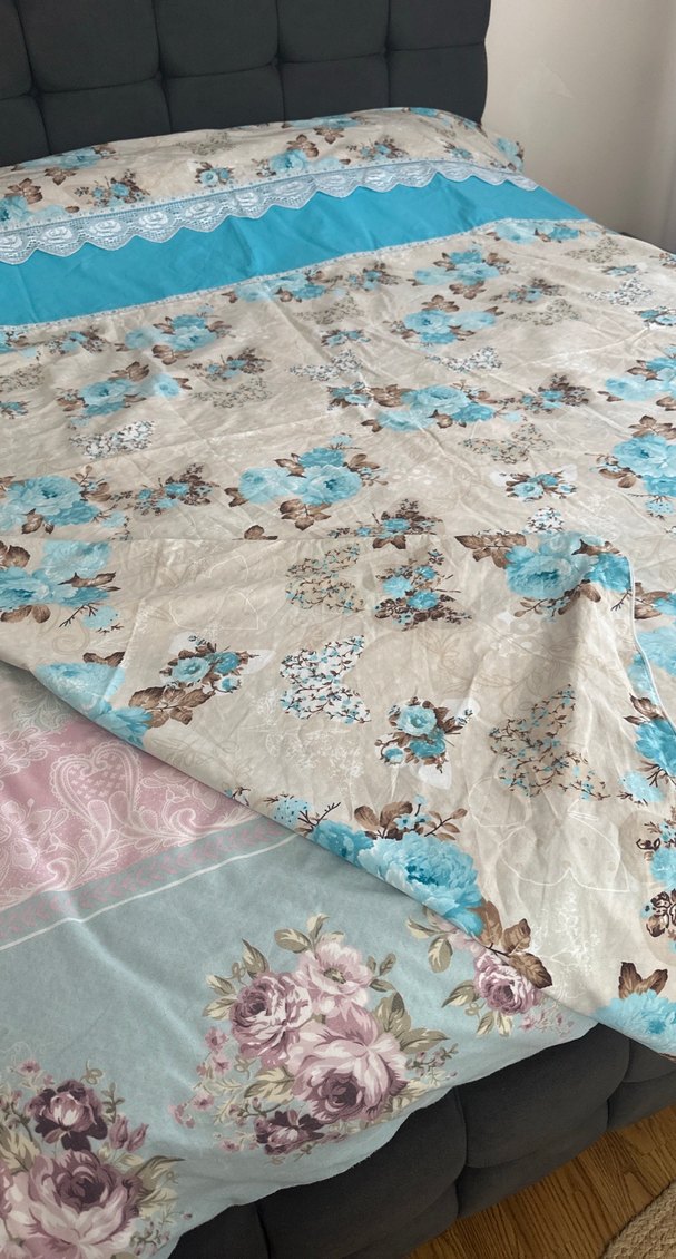 Mavi Çiçek Desenli uyku seti - Görsel 2