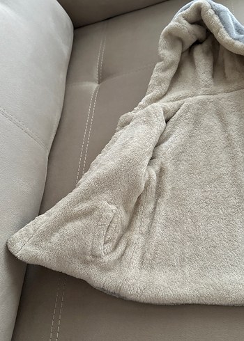 Kapüşonlu Gri Erkek Çocuk Peluş Mont - Görsel 5