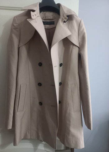 Zara Zara Bej Midi Trenchcoat Kemerli ve Regular Fit