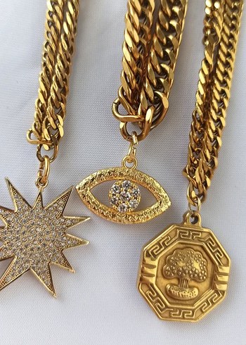 Zara zirkon tasli yildiz Beyaz Zincir Detaylı Mini Bohem Kadın Kolye