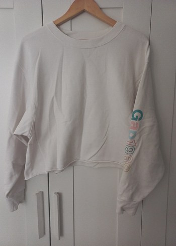 Gap Beyaz Pamuklu Uzun Kollu Kadın Sweatshirt m beden