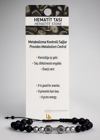  Hematit Taşlı Siyah erkek bileklik
