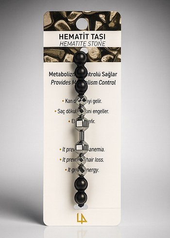 Hematit Taşlı Siyah erkek bileklik