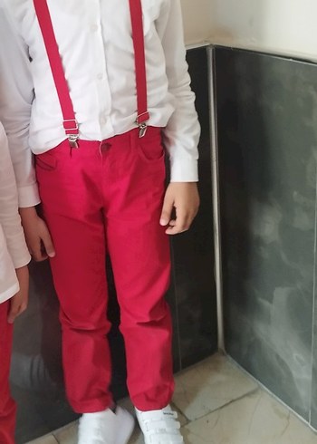 LC Waikiki Kırmızı Çocuk Pantolon & Askı Takım