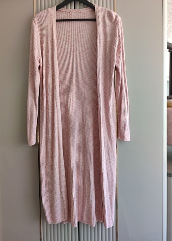 Pembe Uzun Örgü Kadın Hırka