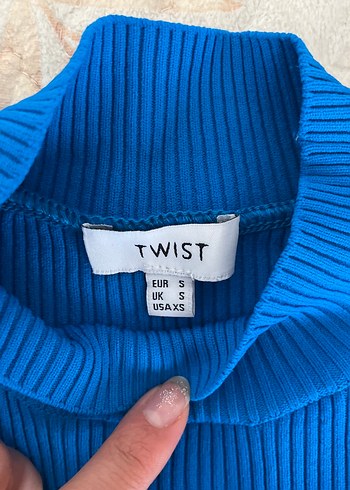 Twist Mavi Boğazlı Kadın Triko Kazak