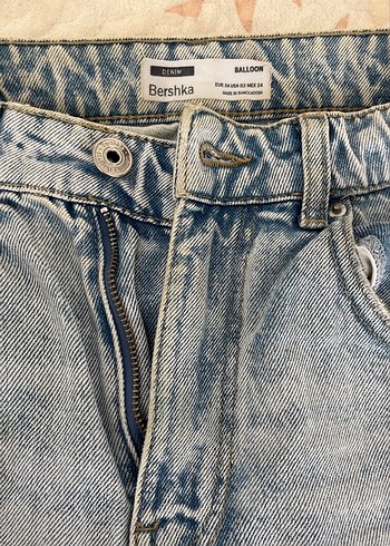 Bershka Kadın Gri Midi Bol Kesim Denim Mom Jean