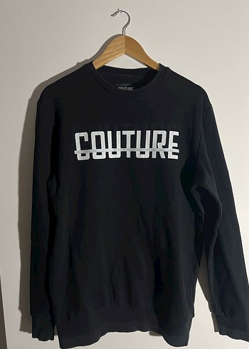Siyah Baskılı Pamuklu Erkek Sweatshirt