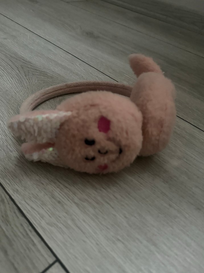 Pembe Nakışlı Kürklü Tavşan Taç - Görsel 2