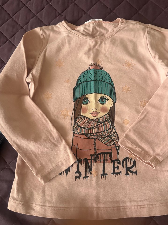 Kız Çocuk Pembe Baskılı Sweatshirt - Görsel 4