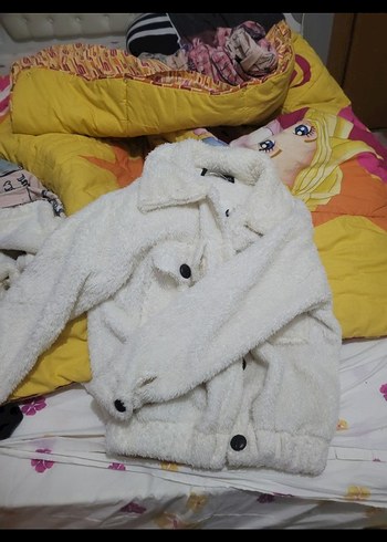 Beyaz Peluş Kadın Ceket