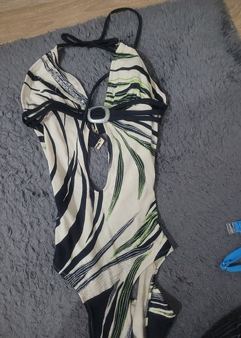 Bohem Zebra Desenli Uzun Askılı Mayo - Görsel 2