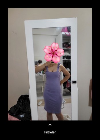 Diğer Mor Fırfırlı İnce Askılı Midi Triko Elbise