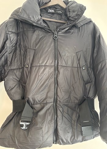 Zara Zara Kemerli Siyah Kadın Kışlık Mont