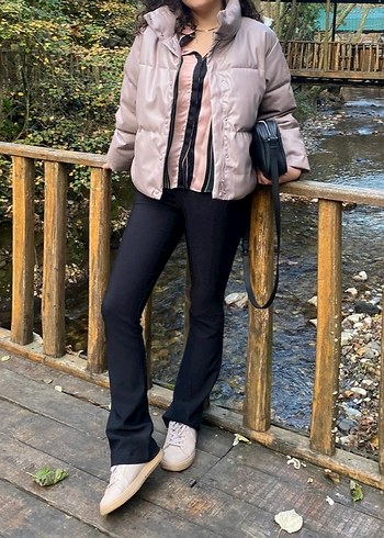 Deri Bej Kadın Stradivarius Mont
