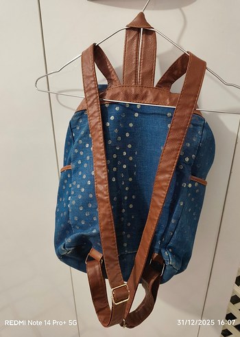 Bohem Renkli Batik Desenli Kadın Kot Sırt Çantası - Görsel 2