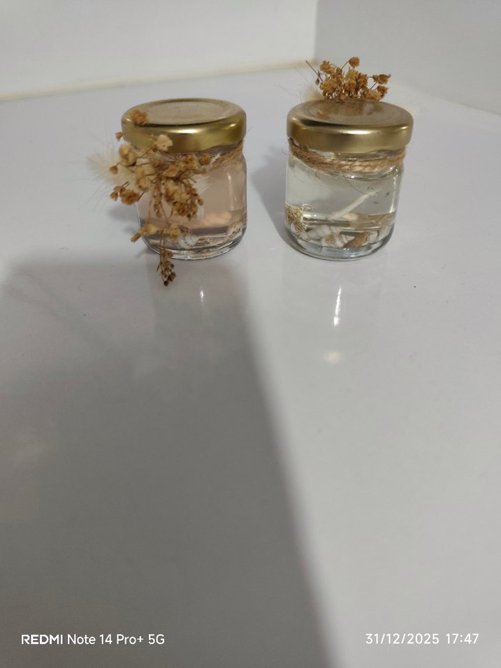 Doğal Kurutulmuş Çiçekli Mini mumu Kavanozları - Görsel 2