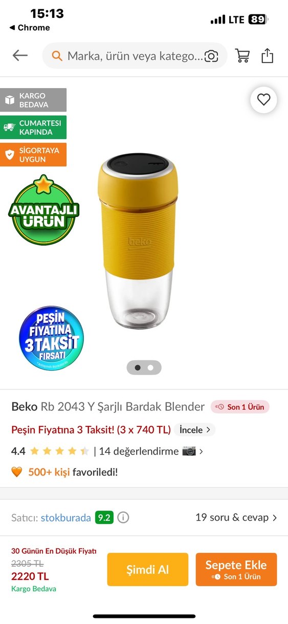 Sarı Beko Blender - Görsel 2