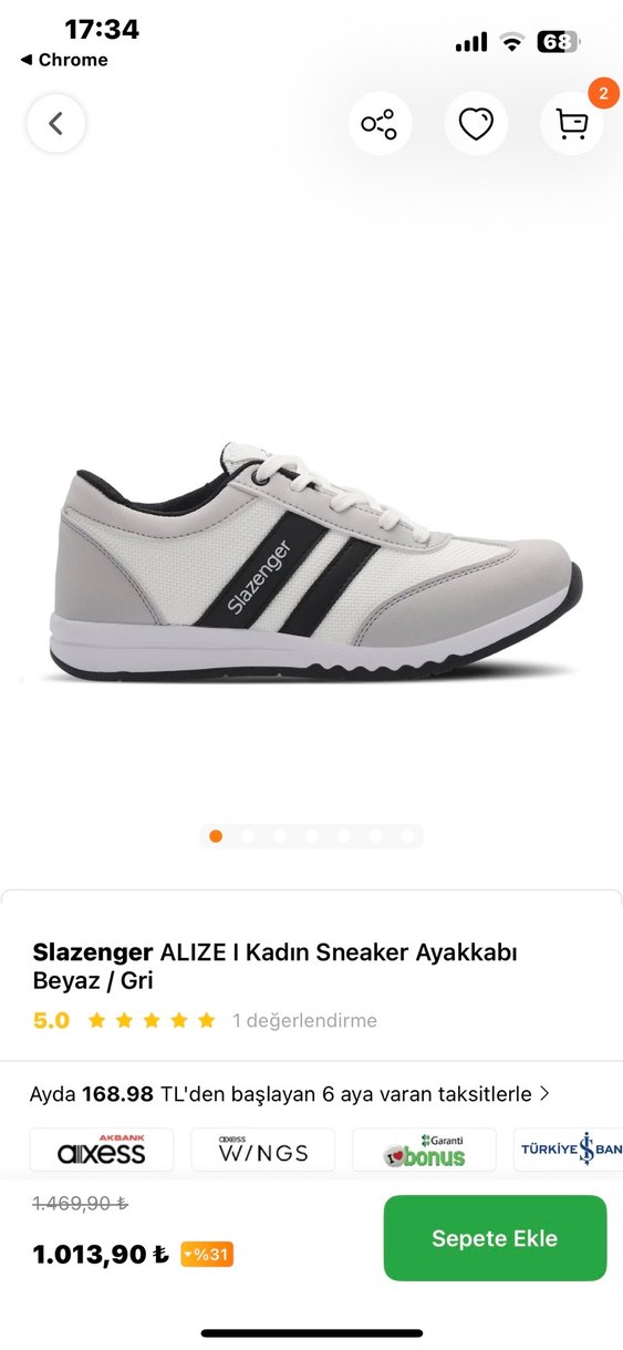 Slazenger ALIZE Kadın Beyaz Gri Sneaker - Görsel 2
