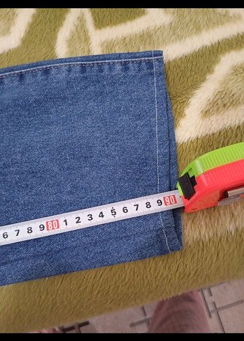 Geniş Paça Düğmeli Mavi Kadın Kot Pantolon - Görsel 4