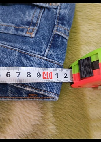 Geniş Paça Düğmeli Mavi Kadın Kot Pantolon - Görsel 5