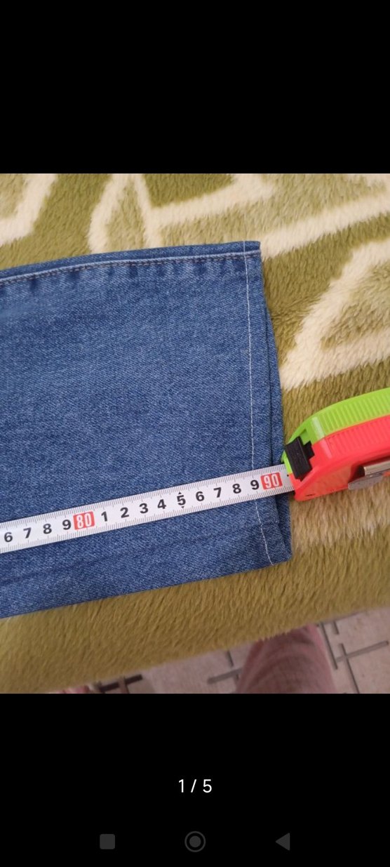 Geniş Paça Düğmeli Mavi Kadın Kot Pantolon - Görsel 4