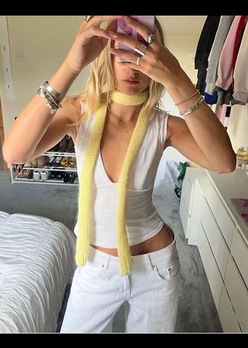 Gri Siyah Çizgili Örgü Kadın Şal - Görsel 2