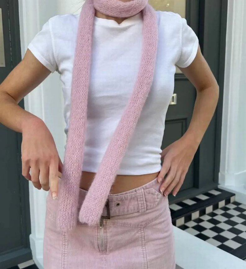 Gri Siyah Çizgili Örgü Kadın Şal - Görsel 5