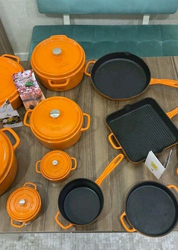 Beden turuncu Renk Hecha 18 Parça Tencere ve Tava Takımı