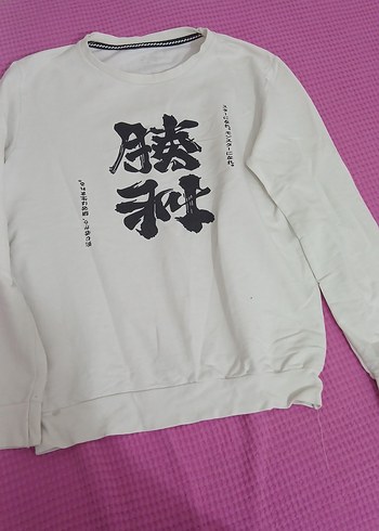 Baskılı Beyaz Kadın Sweatshirt