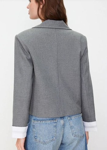 Trendyol & Milla Gri Kısa Kesim Denim Blazer