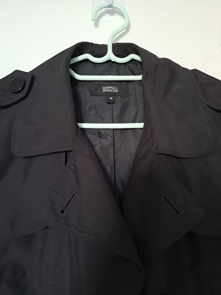 Düğmeli Siyah Midi Trençkot - Görsel 2