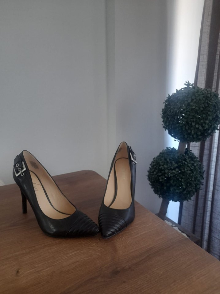 Siyah Deri Kemerli Stiletto - Görsel 3