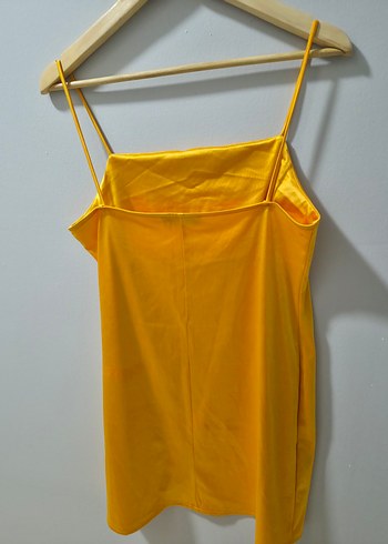 Sarı Parlak MiniAskılı Elbise - Görsel 3