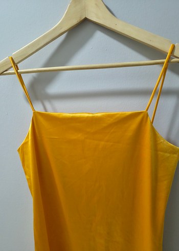 Sarı Parlak MiniAskılı Elbise - Görsel 2