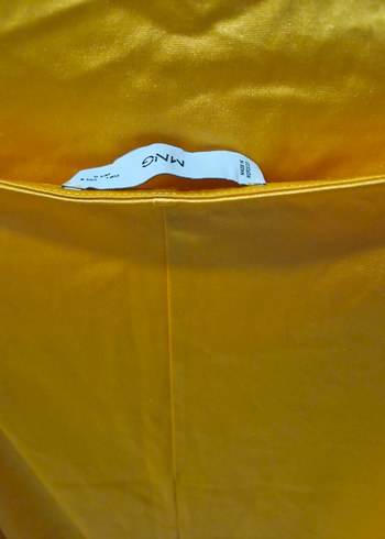 Sarı Parlak MiniAskılı Elbise - Görsel 4