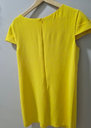 Sarı V Yakalı Midi Kadın Elbise - Görsel 2