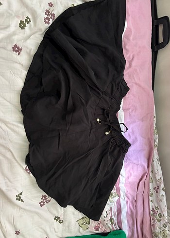 Siyah Drape Detaylı etek