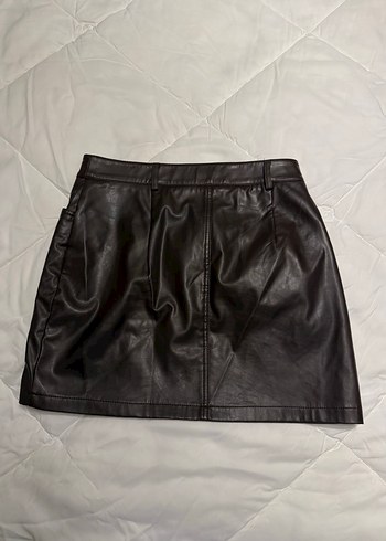 Kahverengi Deri Mini Etek - Görsel 3