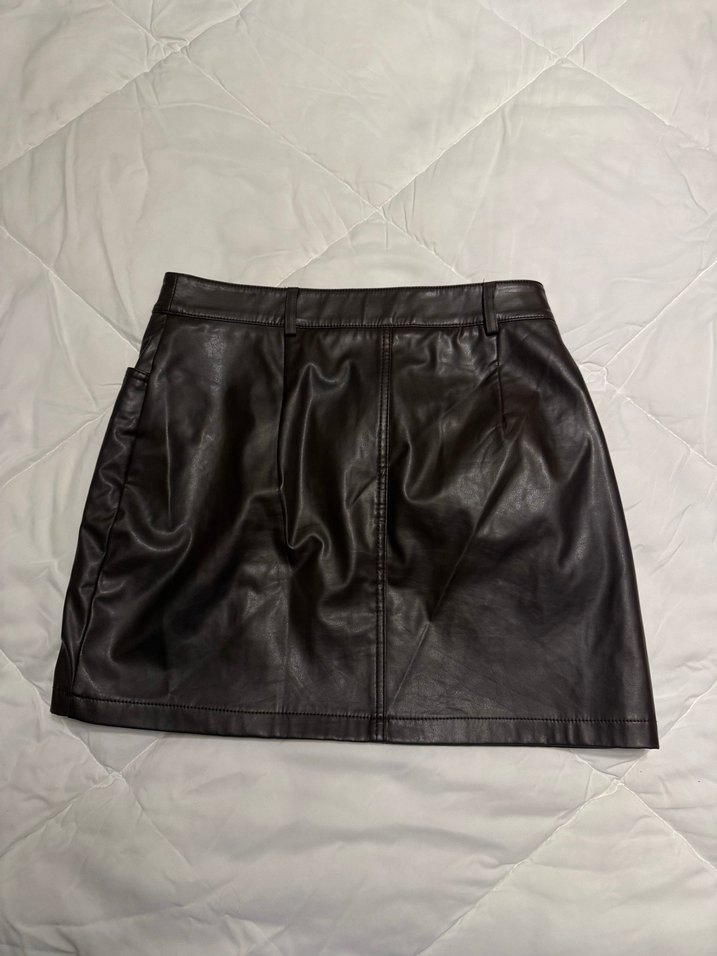 Kahverengi Deri Mini Etek - Görsel 3